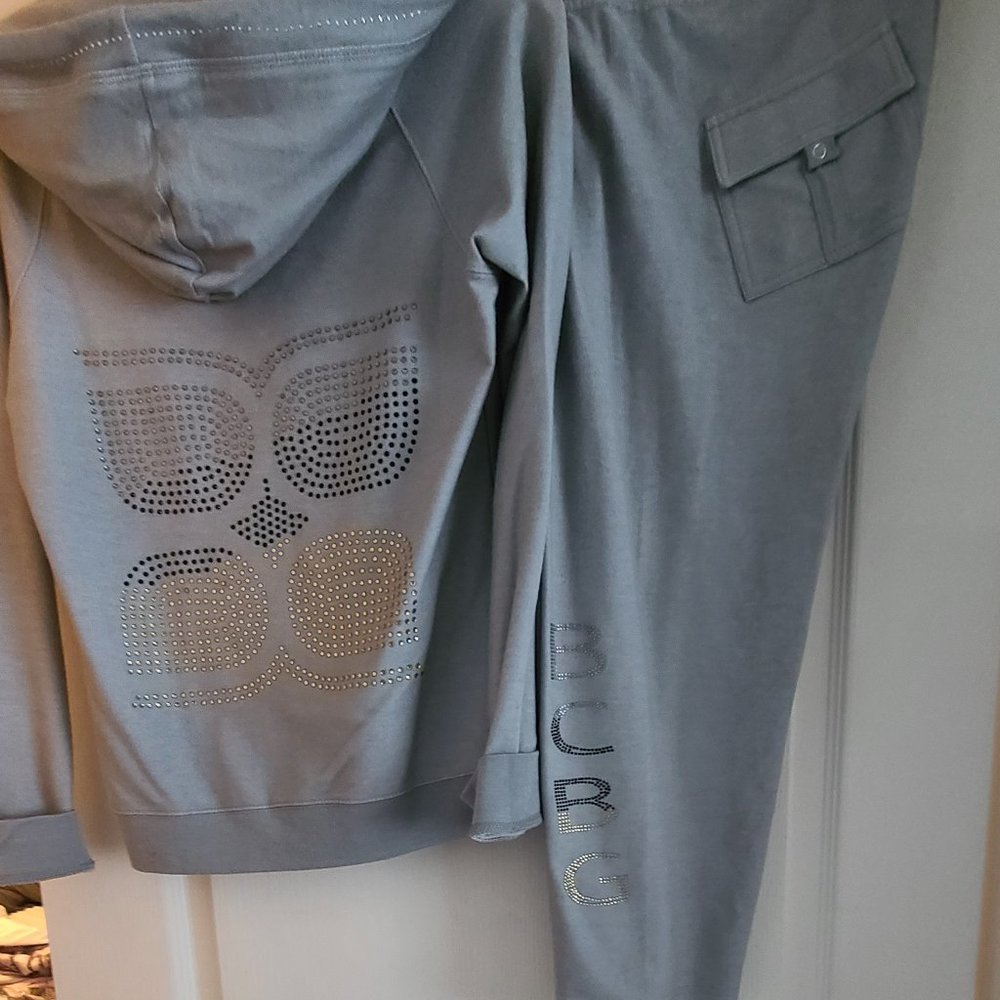 BCBGMAZARIA Studded Hoodie and Pant Set Size S in Gray (Pre-Owned)